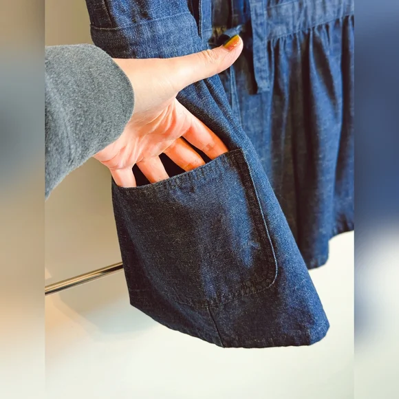 WORKWARE Indigo Slub tie-front Denim Gilet Vest - M/L - Picture 5 of 6